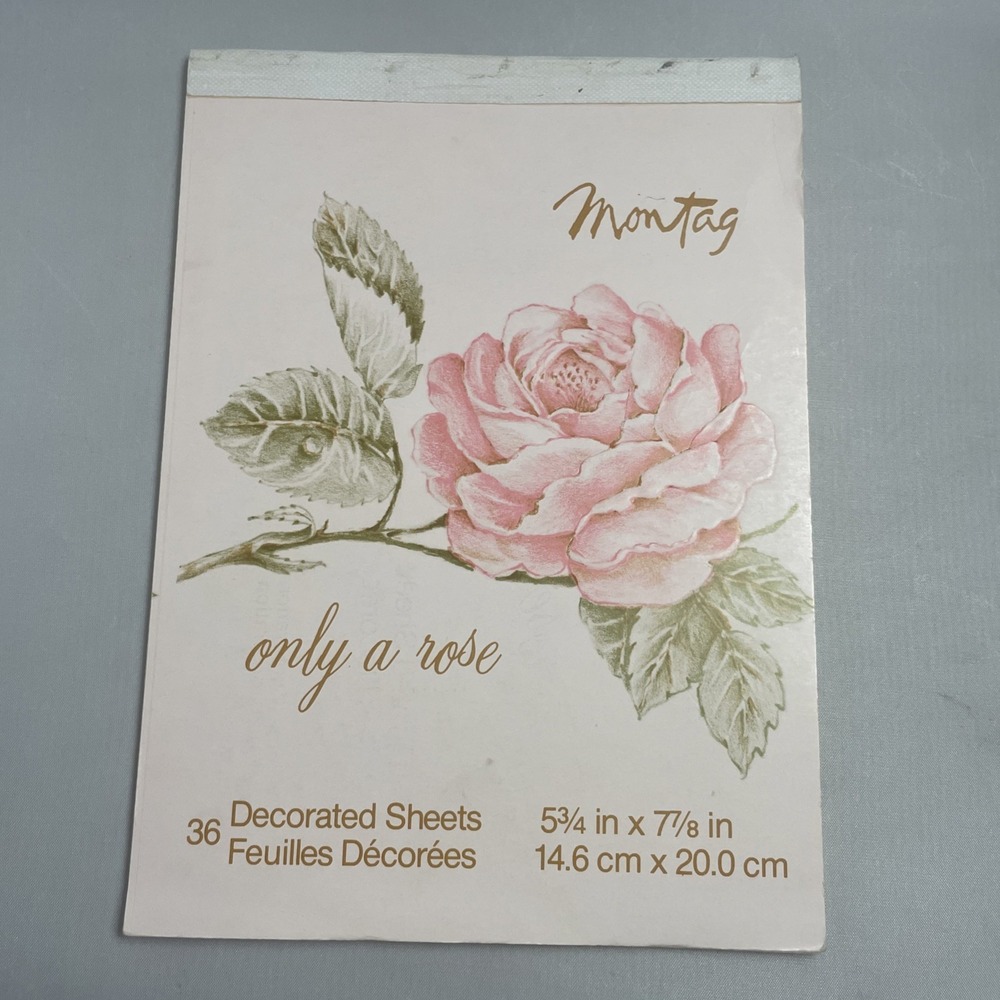 Montag Vintage Stationery Pad 24 Sheets "Only A Rose" 1979 Mead Corporation